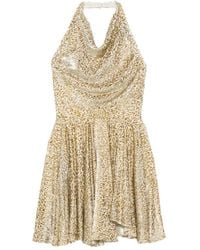 Self-Portrait - Pleated Halter Neck Mini Dress - Lyst