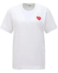 COMME DES GARÇONS PLAY - Beaded Heart-Patch Cotton T-Shirt - Lyst