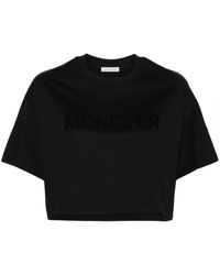 Moncler - T-shirt crop con paillettes - Lyst