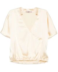 Carla G - Satin-Finish Wrap-Style Top - Lyst