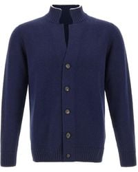Eleventy - Ribbed-Trim Button-Up Cardigan - Lyst
