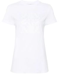 Max Mara - Katoenen T-Shirt Met Geborduurd Logo - Lyst