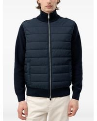 BOSS - Quilted-Panel Zip-Up Sweater - Lyst
