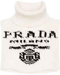 Prada - Intarsia-knit Logo Neckwarmer - Lyst