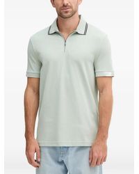 ARMANI EXCHANGE - Zip-Fastening Tipped-Collar Polo Shirt - Lyst