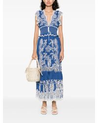 princess polly baby blue dress Off White Flower Richelieu Euroflax Premium Linen Midi Dress Farmrio