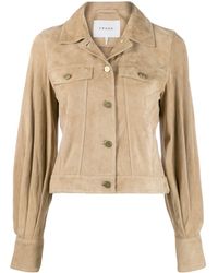 FRAME Cropped Bishop Jacket - Blue