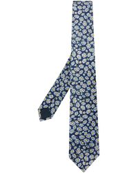 Lanvin Krawatte mit Margeriten-Print - Blau