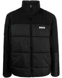 BOSS - Gefütterte Jacke Mit Logo-Print - Lyst