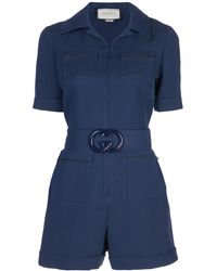 Gucci GG Short Belted Jumpsuit - Blue