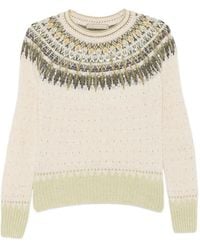 Ermanno Scervino - Fair Isle Crystal-Embellished Sweater - Lyst