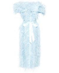 Huishan Zhang - Angelina Feather-trim Midi Dress - Lyst