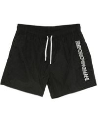 Emporio Armani - Logo-Embroidered Drawstring Swim Shorts - Lyst