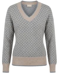 Drumohr - Geometric-Pattern V-Neck Sweater - Lyst