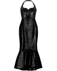 Roberto Cavalli - Leather Midi Dress - Lyst