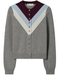 Tory Burch - Chevron Wool Cardigan - Lyst