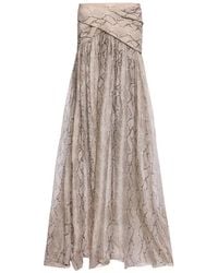 Elie Saab - Python-Print Silk Maxi Skirt - Lyst