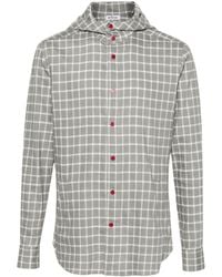 Kiton - Mariano Checked Hooded Shirt - Lyst