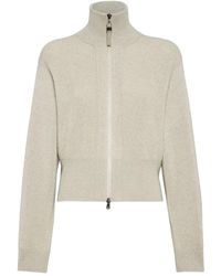 Brunello Cucinelli - Maglione A Coste Con Zip - Lyst