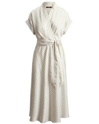 Ralph Lauren - Stripe-Pattern Wrap-Style Dress - Lyst