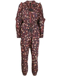 Ulla Johnson Комбинезон С Длинными Рукавами И Цветочным Принтом - Синий