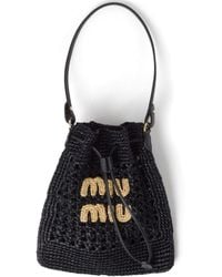 Miu Miu - Logo-Appliqué Interwoven Shoulder Bag - Lyst