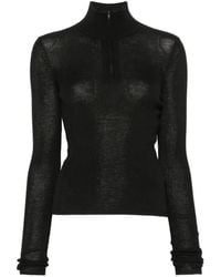 Frankie Shop - Haut En Maille Côtelée Sade À Col Zippé - Lyst