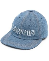 Lanvin - Jeans-Baseballkappe mit Logo-Applikation - Lyst