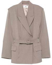 SOLOTRE - Belted Double-Breasted Jacket - Lyst