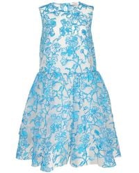 Caroline Hu - Floral-Embroidered Mesh Mini Dress - Lyst