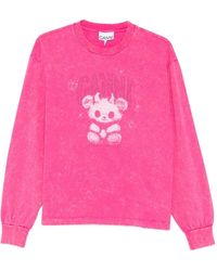 Ganni - T-Shirt Imprimé À Manches Longues - Lyst