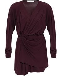 IRO - Mini-Jurk Met V-Hals En Gedraaid Detail - Lyst
