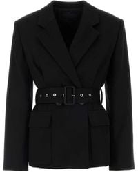 Lanvin - Blazer Con Cinturón De Manga Larga - Lyst