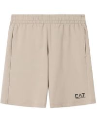 EA7 - Logo-Print Elasticated-Waist Shorts - Lyst
