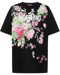 Moschino - Floral-Print Cotton T-Shirt - Lyst