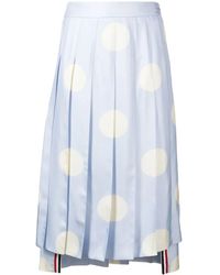 Thom Browne - Polka-Dot Print Pleated Silk Skirt - Lyst