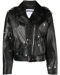 Moschino - Stud-detailing Leather Biker Jacket - Lyst