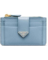 Prada - Saffiano And Smooth Leather Card Holder - Lyst