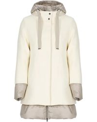 Herno - Ivory Wool Padded Coat - Lyst