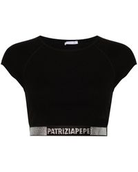 Patrizia Pepe - Cropped-Top mit Kristallen - Lyst