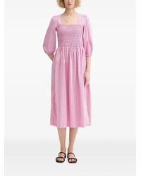 Marc O' Polo - Striped Shirred Midi Dress - Lyst