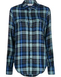 Saint Laurent Camisa con motivo de cuadros - Azul