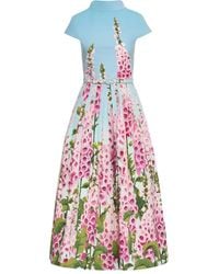 Oscar de la Renta - Floral-Pattern Midi Dress - Lyst