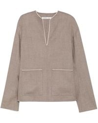 Carven - Piped-Trim V-Neck Top - Lyst