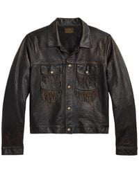 RRL - Fringe-Trimmed Distressed-Leather Jacket - Lyst