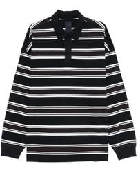 Juun.J - Striped Long-Sleeve Polo Shirt - Lyst