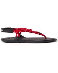 Miu Miu - Riviere Leather-trimmed Thong Sandals - Lyst