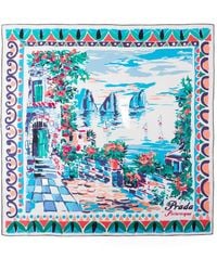 Prada - Printed Silk Twill Scarf 90 X 90 Cm - Lyst