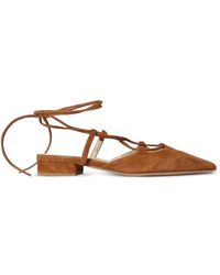 Anna F. - Suede Pointed-Toe Ballet Flats - Lyst
