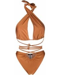 Noire Swimwear - Lattice-Strap Halterneck Swimsuit - Lyst